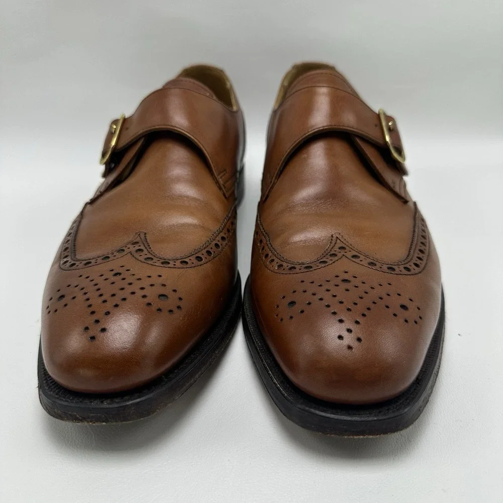 Peal & Co Brooks‎ Brothers Monk Strap Dress Shoes WingTip Men's Size 8.5 D Calf